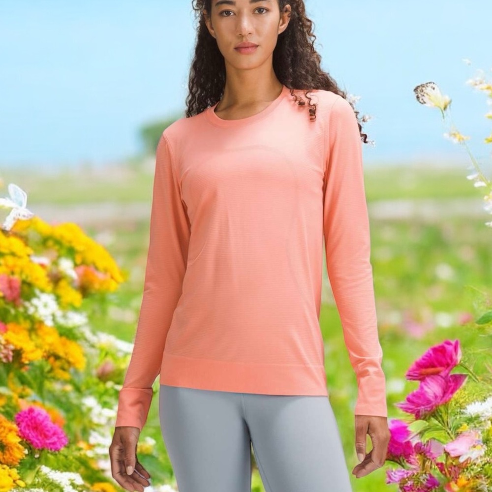 Lululemon Swiftly Relaxed Long-Sleeve Shirt in Sunny Coral Sz 4